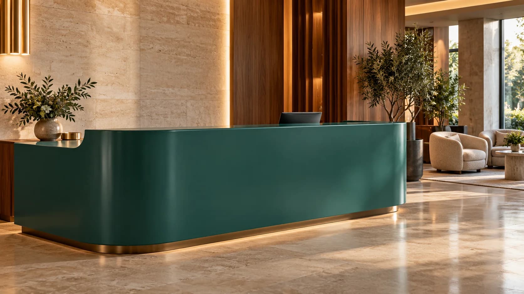Стойка ресепшн из Kerrock Forest green 645