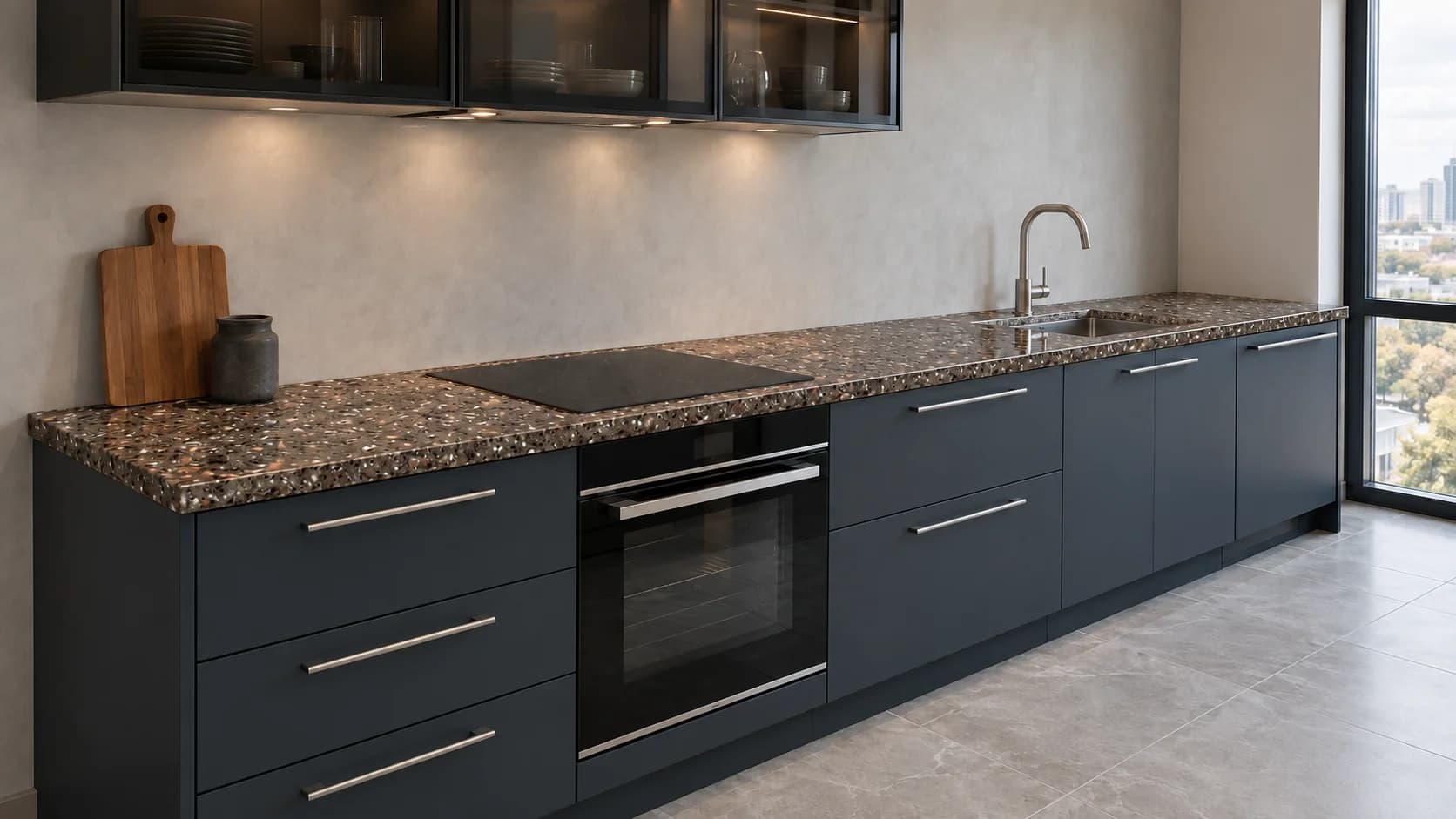 Прямая столешница, большая из камня G63 Allspice Quartz