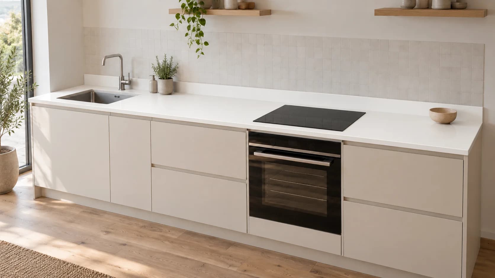 Прямая столешница, компактная из камня S28 Alpine White