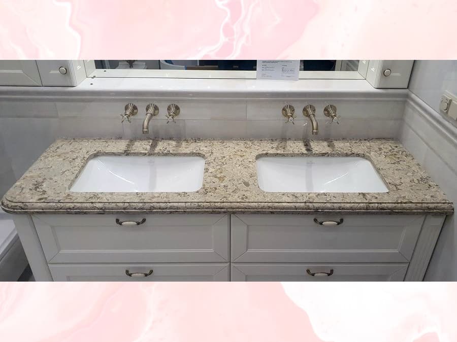 Столешница с двумя умывальниками для ванной